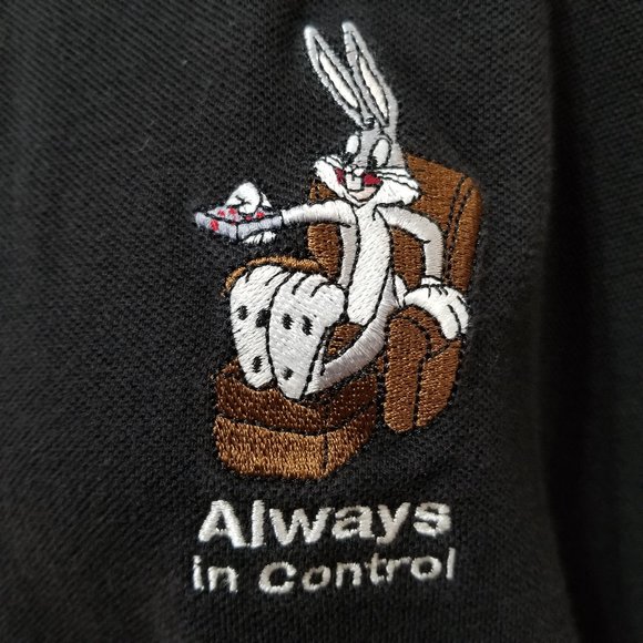 Warner Bros. Studio Store shirt XXL Bugs Bunny Always In Control polo VINTAGE - Picture 8 of 11